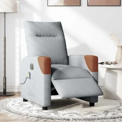 vidaXL Massagestoel elektrisch verstelbaar stof lichtgrijs