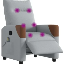 vidaXL Massagestoel elektrisch verstelbaar stof lichtgrijs