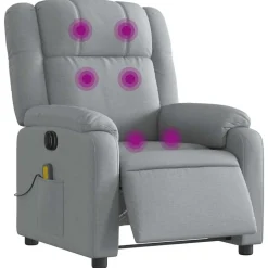 vidaXL Massagestoel elektrisch verstelbaar stof lichtgrijs