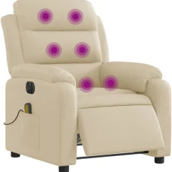 vidaXL Massagestoel elektrisch verstelbaar stof crèmekleurig