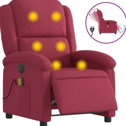 vidaXL Massagestoel elektrisch verstelbaar fluweel wijnrood