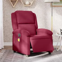 vidaXL Massagestoel elektrisch verstelbaar fluweel wijnrood