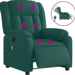 vidaXL Massagestoel elektrisch verstelbaar stof donkergroen