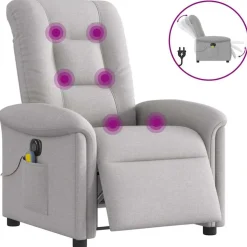 vidaXL Massagestoel elektrisch verstelbaar stof wolk grijs