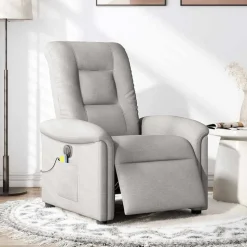 vidaXL Massagestoel elektrisch verstelbaar stof wolk grijs