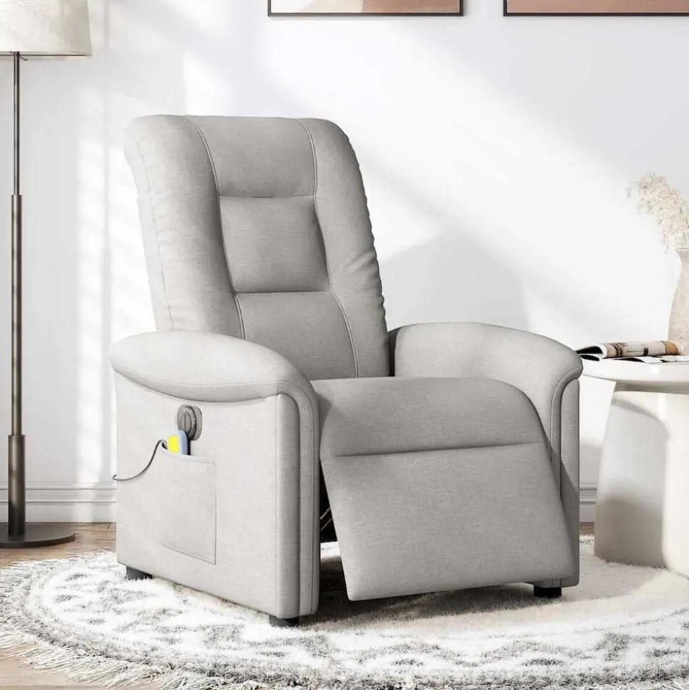vidaXL Massagestoel elektrisch verstelbaar stof wolk grijs