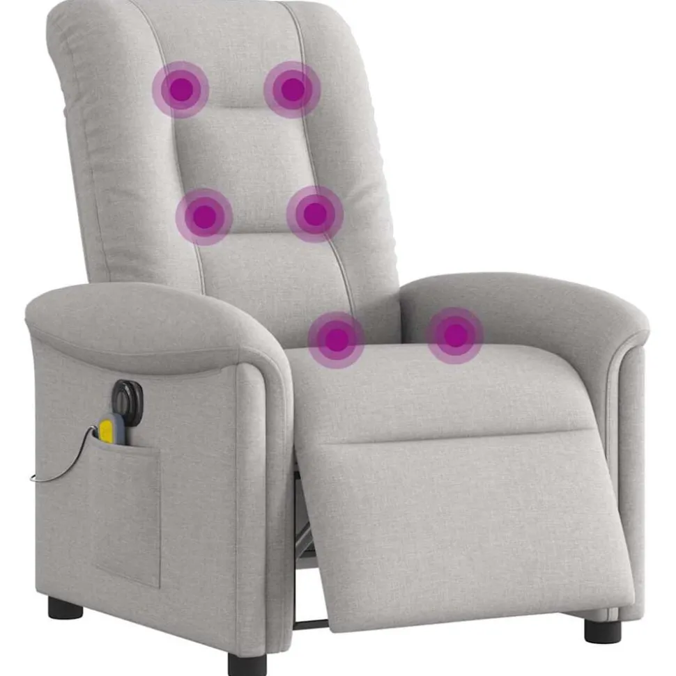 vidaXL Massagestoel elektrisch verstelbaar stof wolk grijs