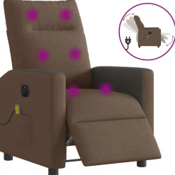 vidaXL Massagestoel elektrisch verstelbaar stof bruin
