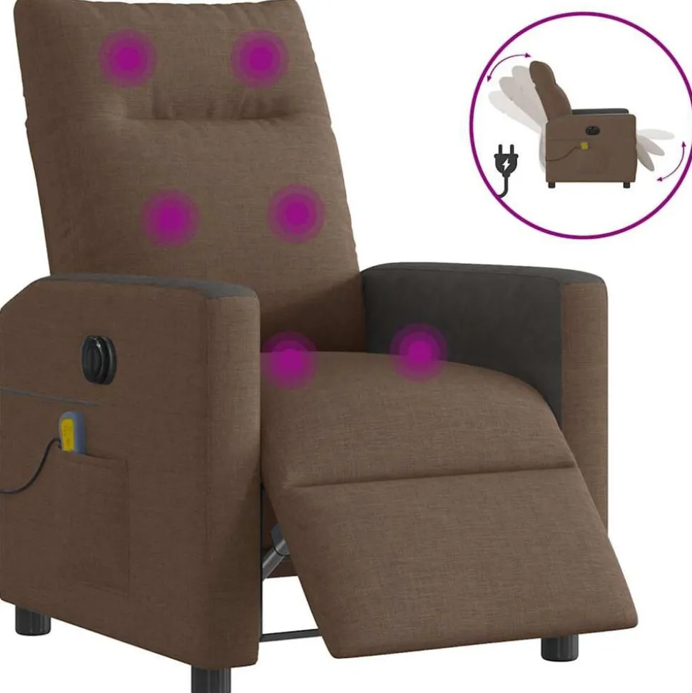 vidaXL Massagestoel elektrisch verstelbaar stof bruin