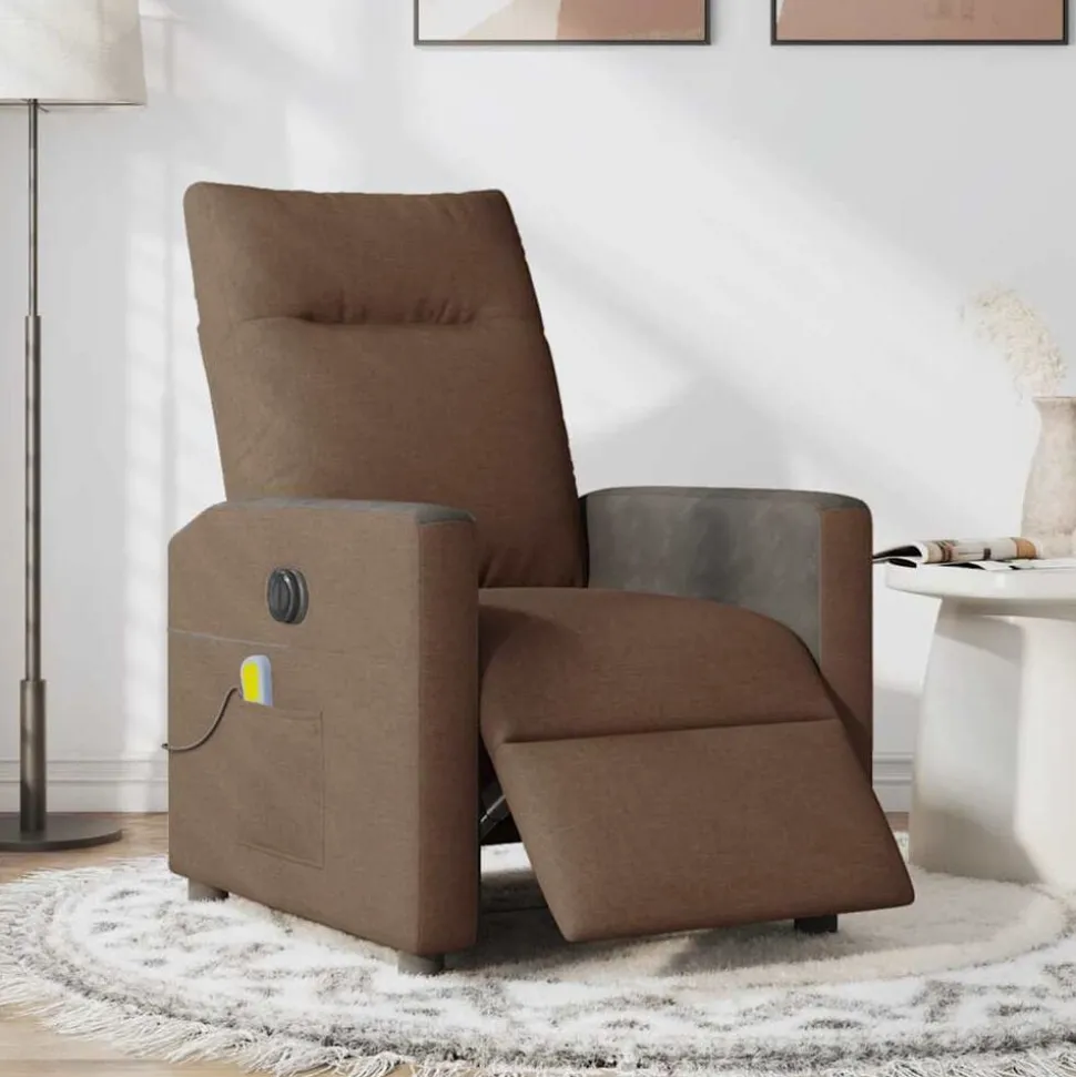 vidaXL Massagestoel elektrisch verstelbaar stof bruin