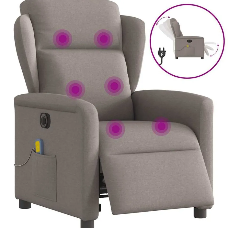 vidaXL Massagestoel elektrisch verstelbaar stof taupe