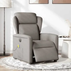 vidaXL Massagestoel elektrisch verstelbaar stof taupe