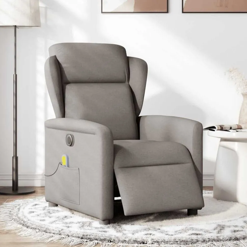 vidaXL Massagestoel elektrisch verstelbaar stof taupe