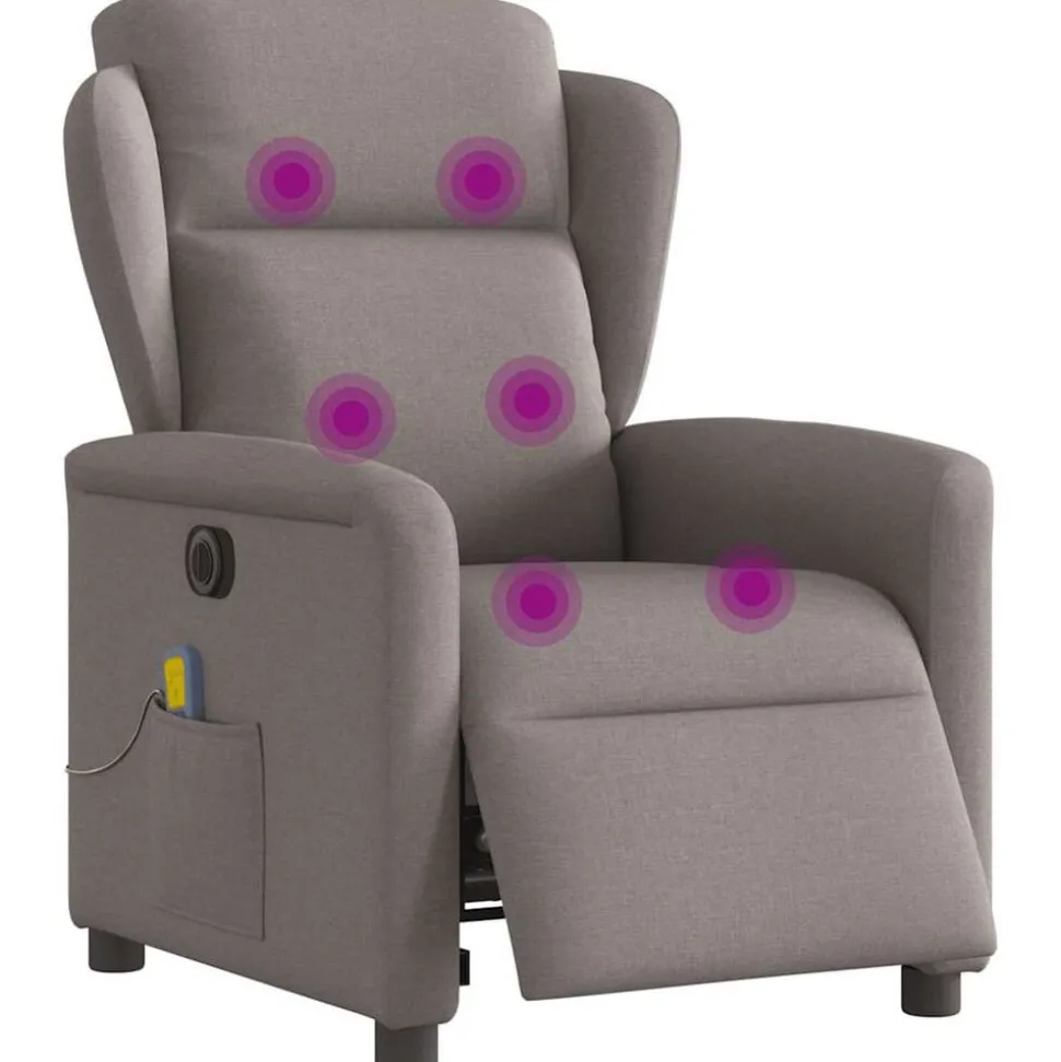 vidaXL Massagestoel elektrisch verstelbaar stof taupe