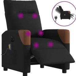 vidaXL Massagestoel elektrisch verstelbaar stof zwart