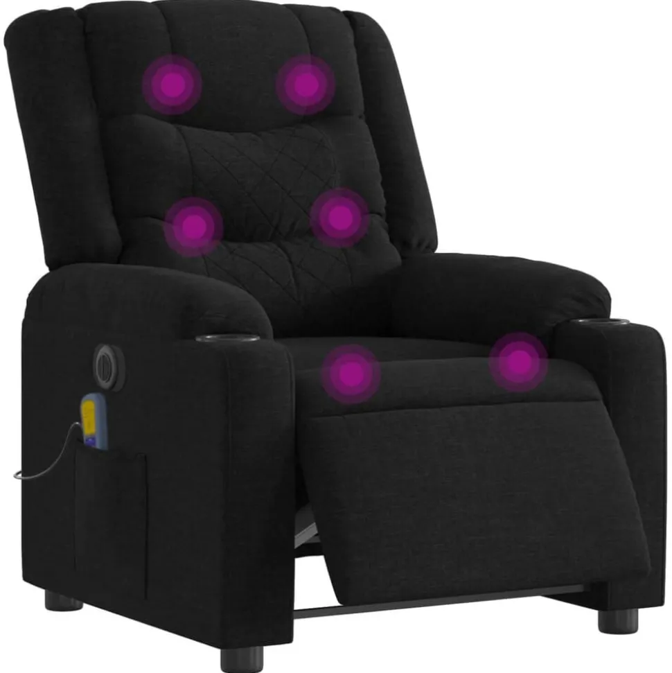 vidaXL Massagestoel elektrisch verstelbaar stof zwart