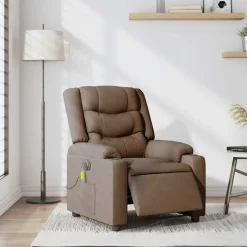 vidaXL Massagestoel elektrisch verstelbaar stof bruin