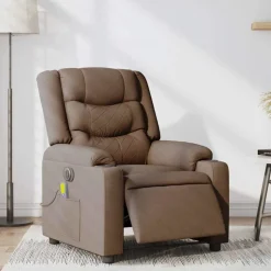 vidaXL Massagestoel elektrisch verstelbaar stof bruin
