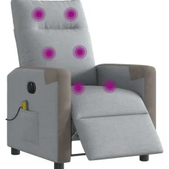 vidaXL Massagestoel elektrisch verstelbaar stof lichtgrijs