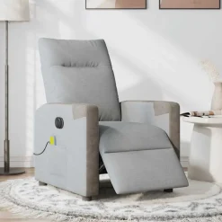 vidaXL Massagestoel elektrisch verstelbaar stof lichtgrijs