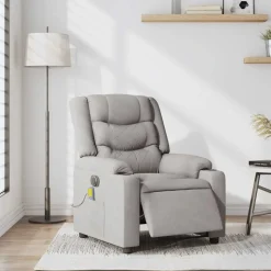 vidaXL Massagestoel elektrisch verstelbaar stof wolk grijs