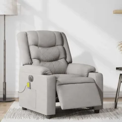 vidaXL Massagestoel elektrisch verstelbaar stof wolk grijs