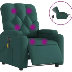 vidaXL Massagestoel elektrisch verstelbaar stof donkergroen