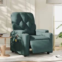 vidaXL Massagestoel elektrisch verstelbaar stof donkergroen