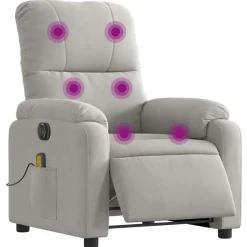 vidaXL Massagestoel elektrisch verstelbaar microvezelstof lichtgrijs