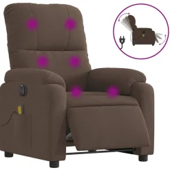 vidaXL Massagestoel elektrisch verstelbaar microvezelstof bruin