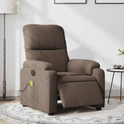 vidaXL Massagestoel elektrisch verstelbaar microvezelstof bruin