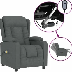 vidaXL Massagestoel elektrisch stof donkergrijs