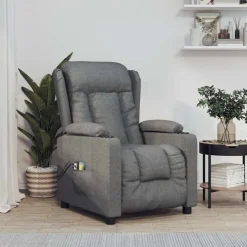 vidaXL Massagestoel elektrisch stof donkergrijs