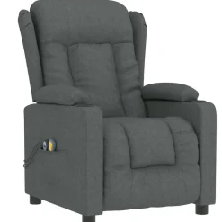 vidaXL Massagestoel elektrisch stof donkergrijs
