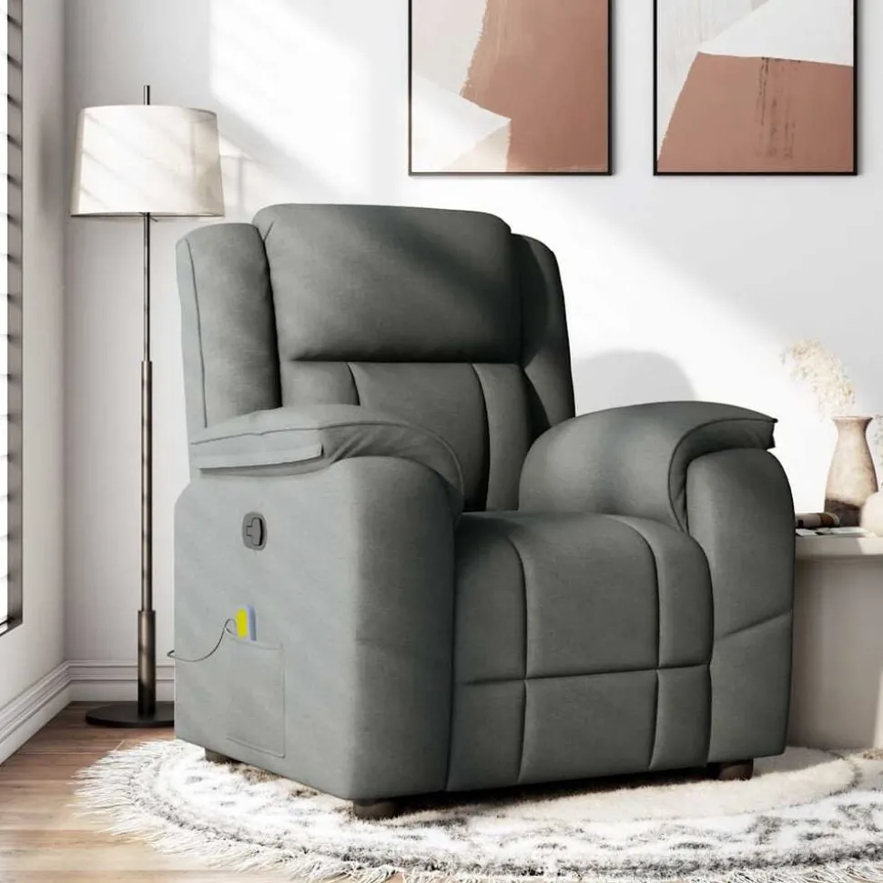 vidaXL Massagestoel in donkergrijze stof