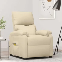 vidaXL Massagestoel stof crèmekleurig