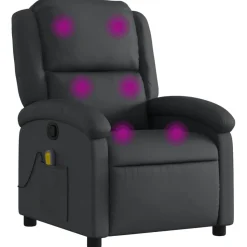 vidaXL Massagestoel van echt leer, zwart