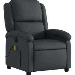 vidaXL Massagestoel van echt leer, zwart
