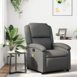 vidaXL Massagestoel van grijs kunstleer