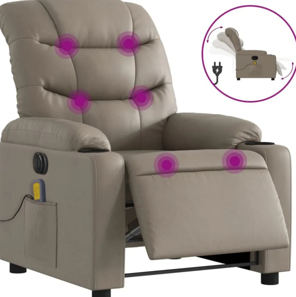 vidaXL Massagestoel verstelbaar elektrisch kunstleer cappuccinokleurig