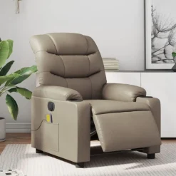 vidaXL Massagestoel verstelbaar elektrisch kunstleer cappuccinokleurig