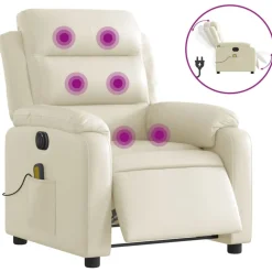 vidaXL Massagestoel verstelbaar elektrisch kunstleer crèmekleurig