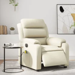 vidaXL Massagestoel verstelbaar elektrisch kunstleer crèmekleurig