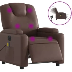 vidaXL Massagestoel verstelbaar elektrisch kunstleer bruin