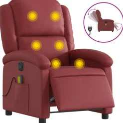 vidaXL Massagestoel verstelbaar elektrisch kunstleer wijnrood