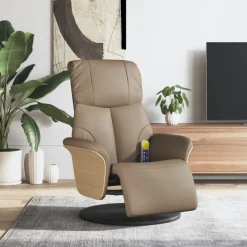 vidaXL Massagestoel verstelbaar met voetensteun kunstleer cappuccino