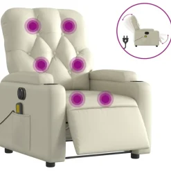 vidaXL Massagestoel verstelbaar elektrisch kunstleer crèmekleurig