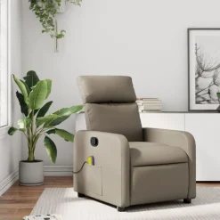 vidaXL Massagestoel verstelbaar kunstleer cappuccinokleurig