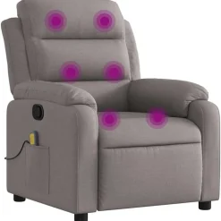 vidaXL Massagestoel verstelbaar stof taupe