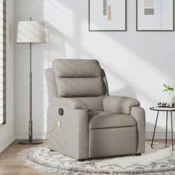 vidaXL Massagestoel verstelbaar stof taupe